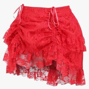 Elegant Red Lace Skirt